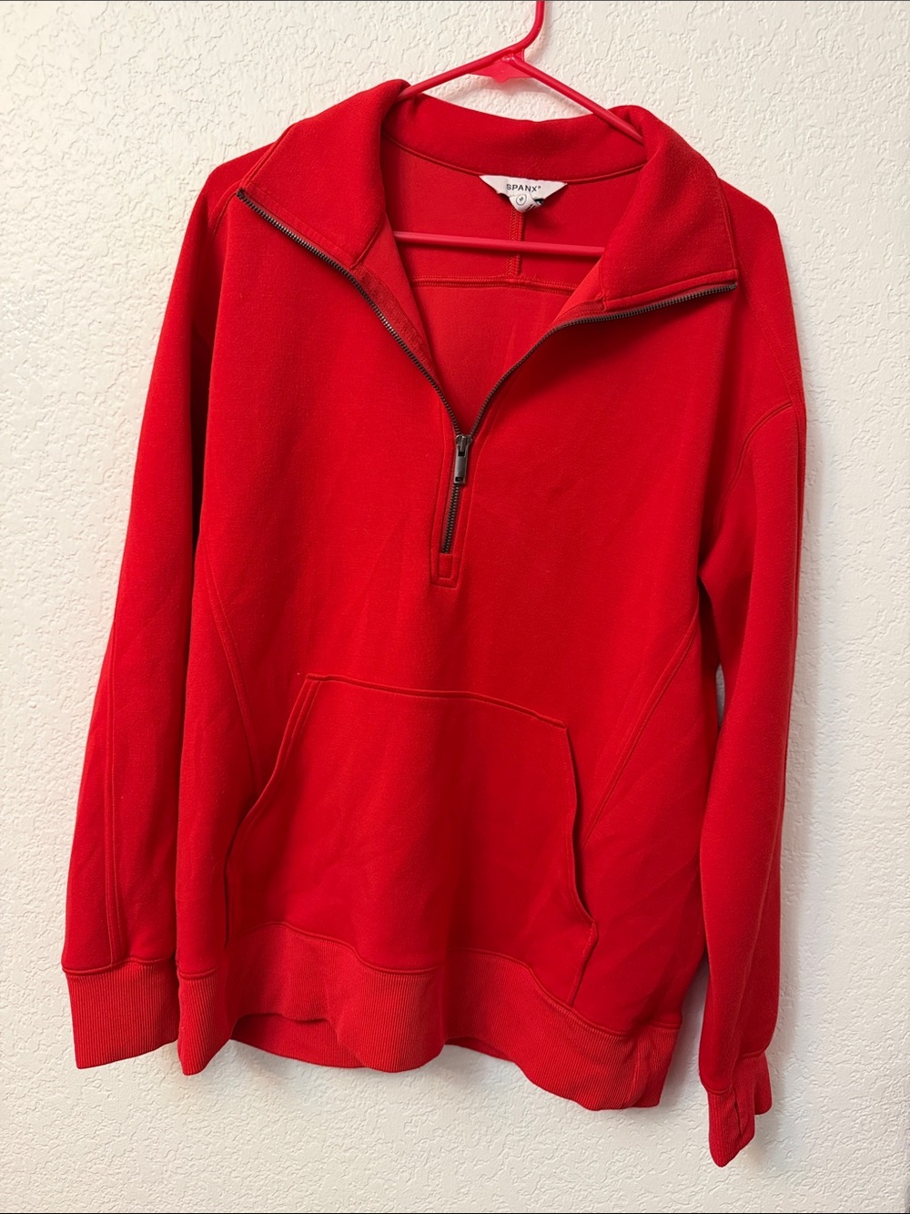 SPANX Men’s Bright Red Half-Zip Pullover Sweatshirt